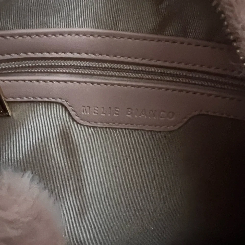 NWT new Melie Bianco Brigitte faux fur satchel bag purse mauve pink